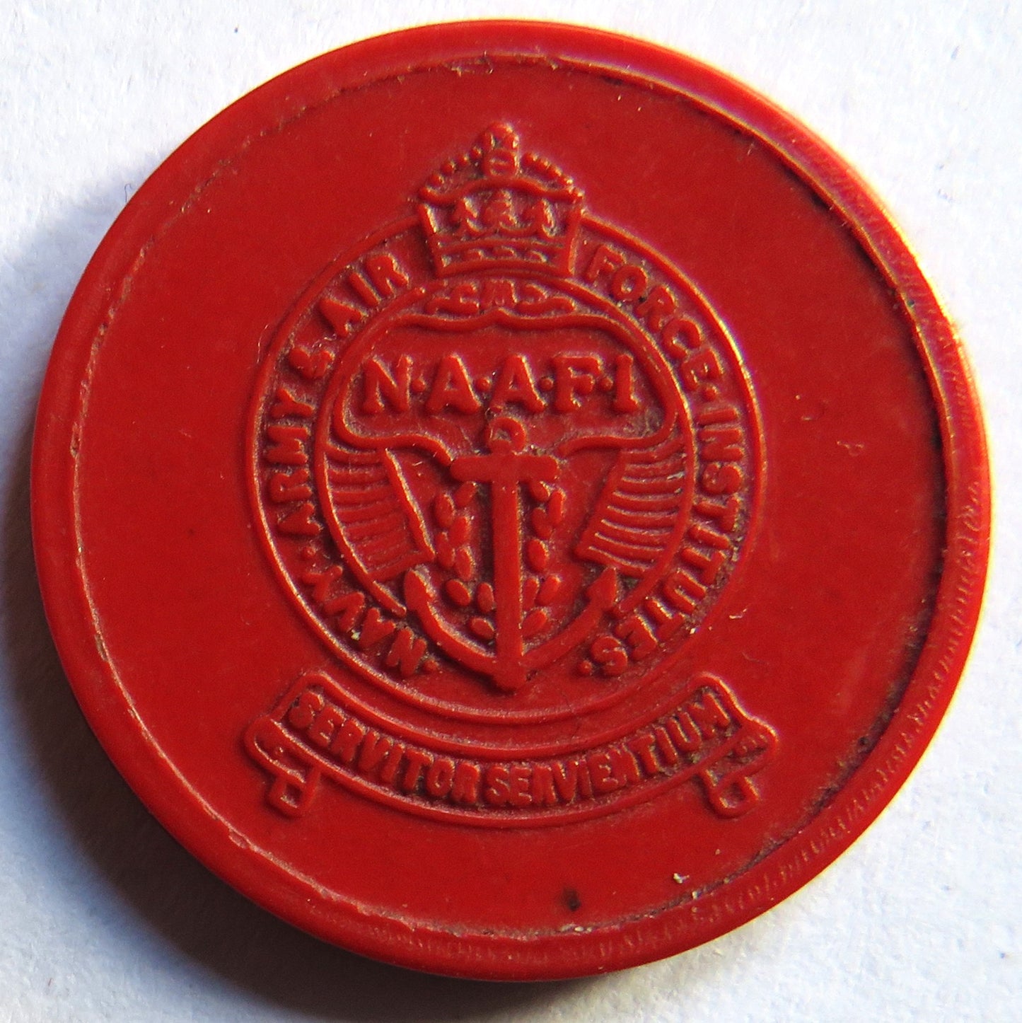 N.A.A.F.I. / Naafi Egypt Red Plastic Vintage 1/4d Token