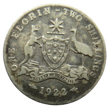 Load image into Gallery viewer, 1922 King George V Australia Silver Florin / Two Shillings Coin
