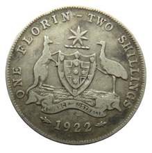 Load image into Gallery viewer, 1922 King George V Australia Silver Florin / Two Shillings Coin
