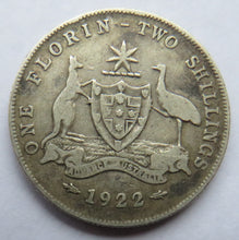 Load image into Gallery viewer, 1922 King George V Australia Silver Florin / Two Shillings Coin
