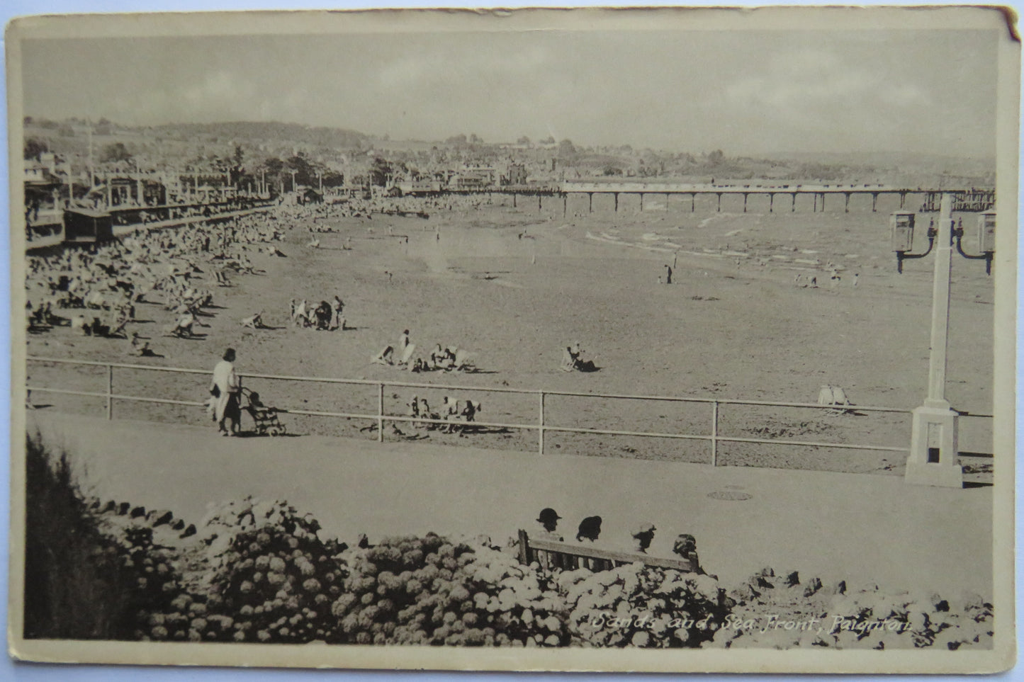 Vintage Postcard of Sands and Sea Front, Paignton