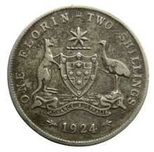 Load image into Gallery viewer, 1924 King George V Australia Silver Florin / Two Shillings Coin
