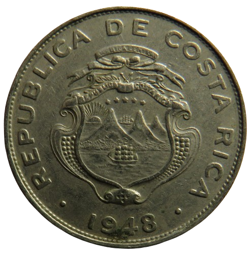 1948 Costa Rica 25 Centimos Coin