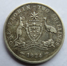 Load image into Gallery viewer, 1924 King George V Australia Silver Florin / Two Shillings Coin
