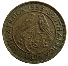 Load image into Gallery viewer, 1953 Queen Elizabeth II South Africa 1/4 Penny / Farthing Coin
