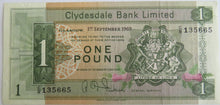 Load image into Gallery viewer, 1969 Clydesdale Bank Limited £1 One Pound Banknote
