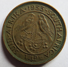 Load image into Gallery viewer, 1953 Queen Elizabeth II South Africa 1/4 Penny / Farthing Coin
