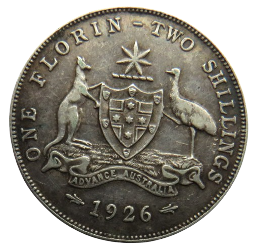 1926 King George V Australia Silver Florin Coin