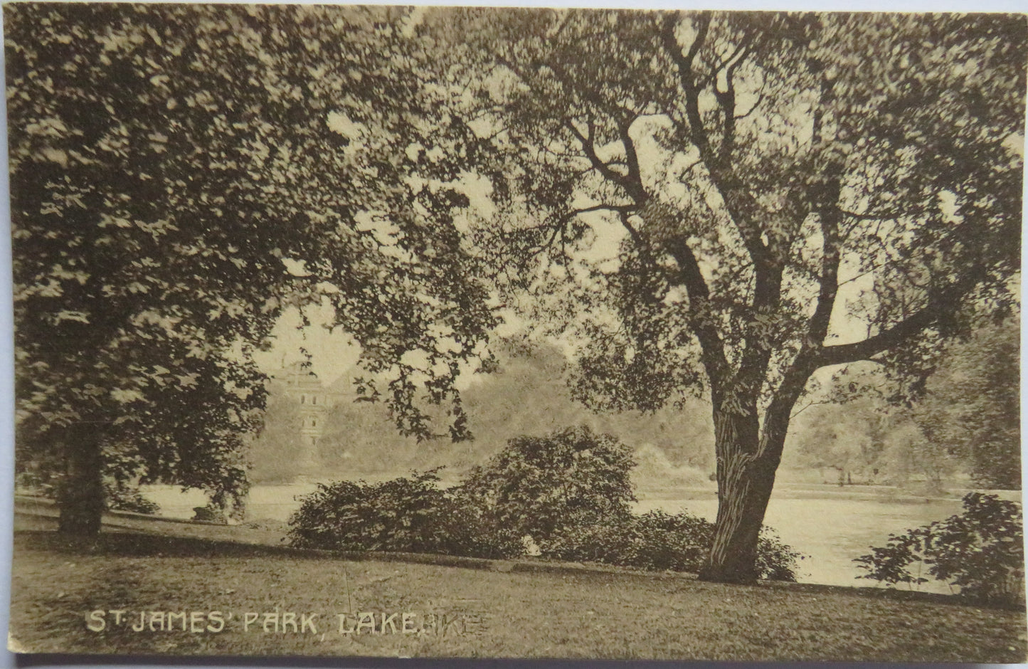 Vintage Postcard of St James' Park Lake.