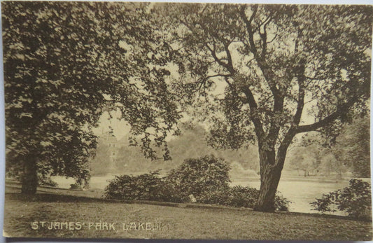 Vintage Postcard of St James' Park Lake.