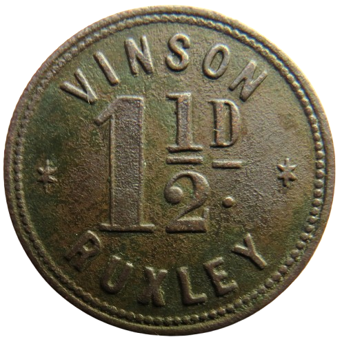 Vinson Ruxley 1 & 1/2d Vintage Token