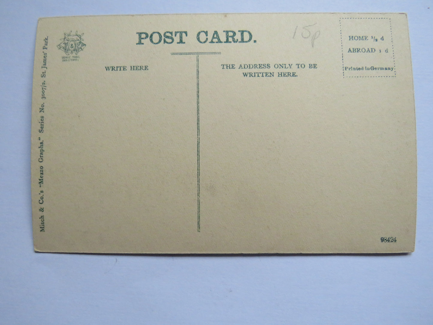 Vintage Postcard of St James' Park Lake.