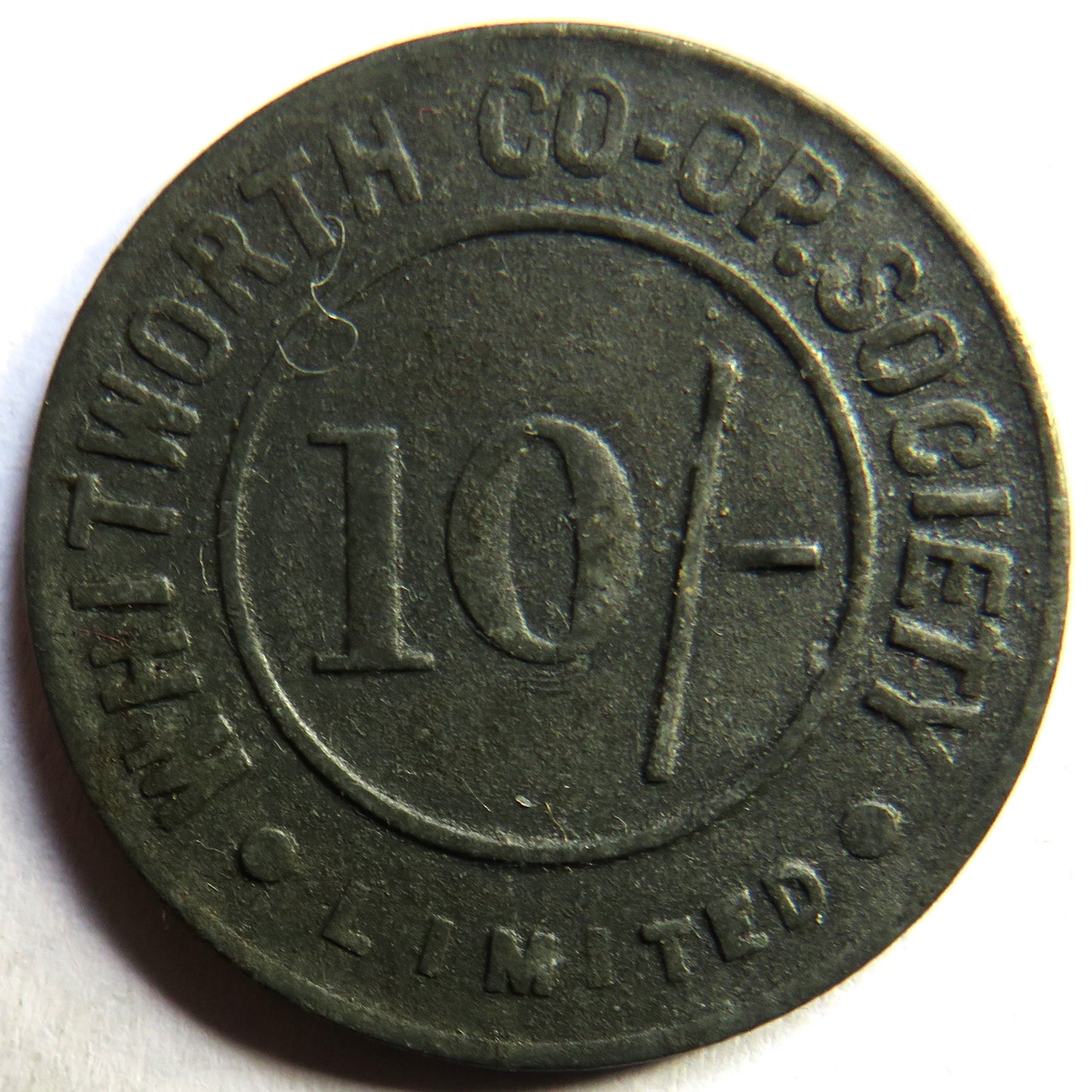 Whitworth Cooperative Society 10/- Vintage Token