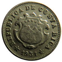 Load image into Gallery viewer, 1951 Costa Rica 5 Centimos Coin
