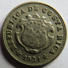 Load image into Gallery viewer, 1951 Costa Rica 5 Centimos Coin
