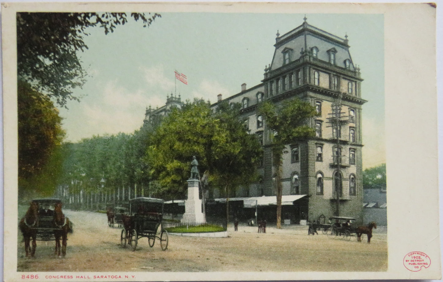 Antique Postcard of Congress Hall, Saratoga USA