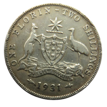 Load image into Gallery viewer, 1931 King George V Australia Silver Florin / Two Shillings Coin
