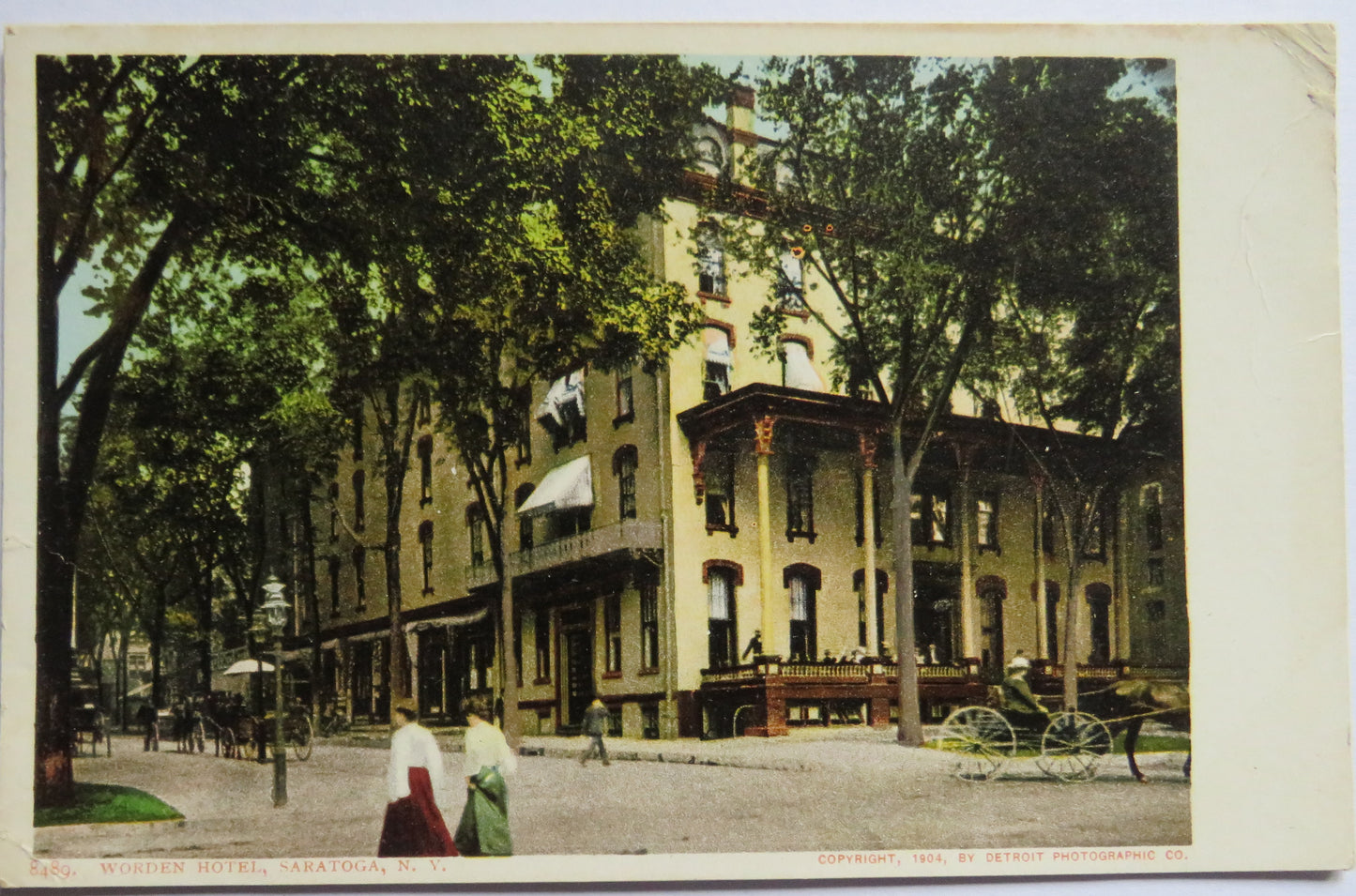 Antique Postcard of Worden Hotel, Saratoga USA