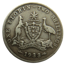 Load image into Gallery viewer, 1933 King George V Australia Silver Florin / Two Shillings Coin
