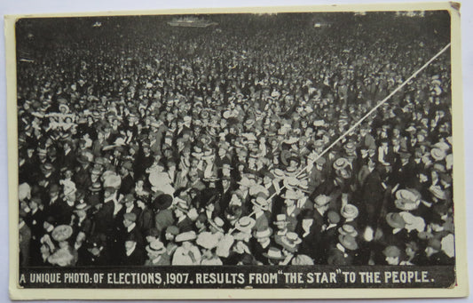 Vintage Postcard of A Unique Photo of Elections 1907, Results from "The Star" to the People