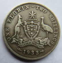 Load image into Gallery viewer, 1933 King George V Australia Silver Florin / Two Shillings Coin
