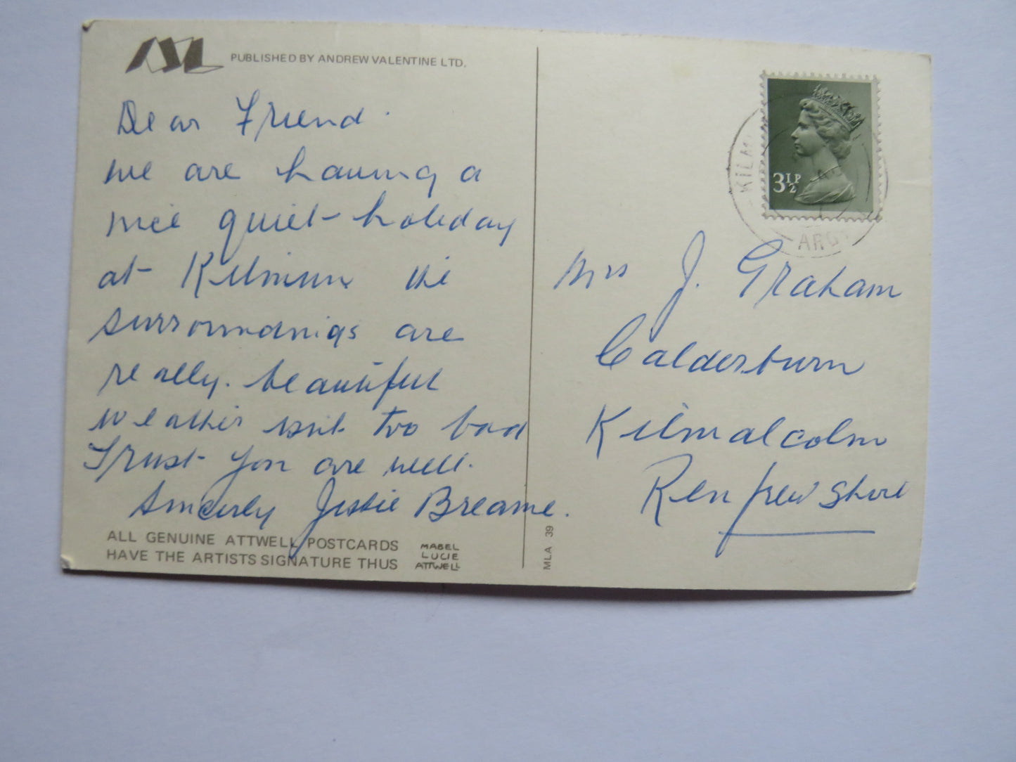 Vintage Comical Postcard By Mabel Lucie Attwell "Everything's Going Swimmingly"