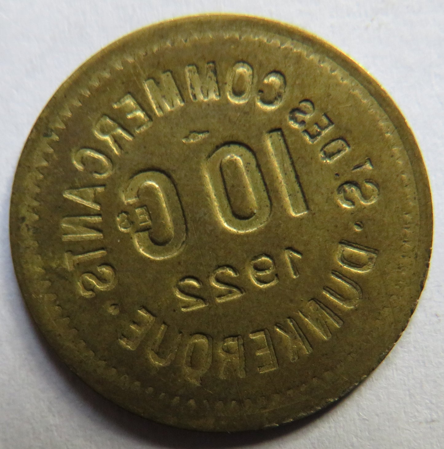 1922 S'Des Commercants Dunkerque 10 Centimes French Token