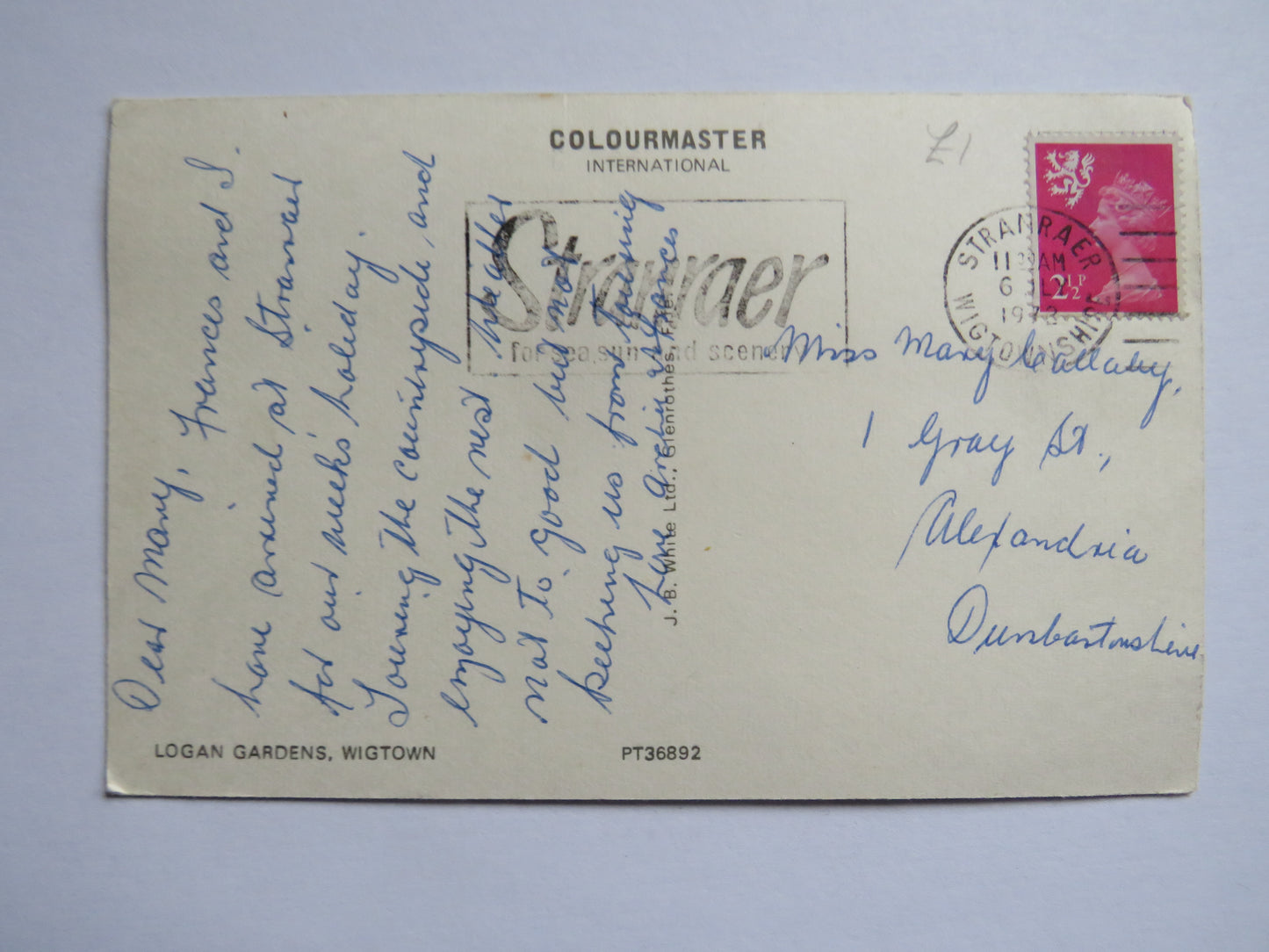 Vintage Postcard of Logan Gardens, Wigtown 1973