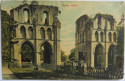 Antique Postcard Of Roche Abbey 1906