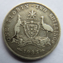 Load image into Gallery viewer, 1935 King George V Australia Silver Florin / Two Shillings Coin
