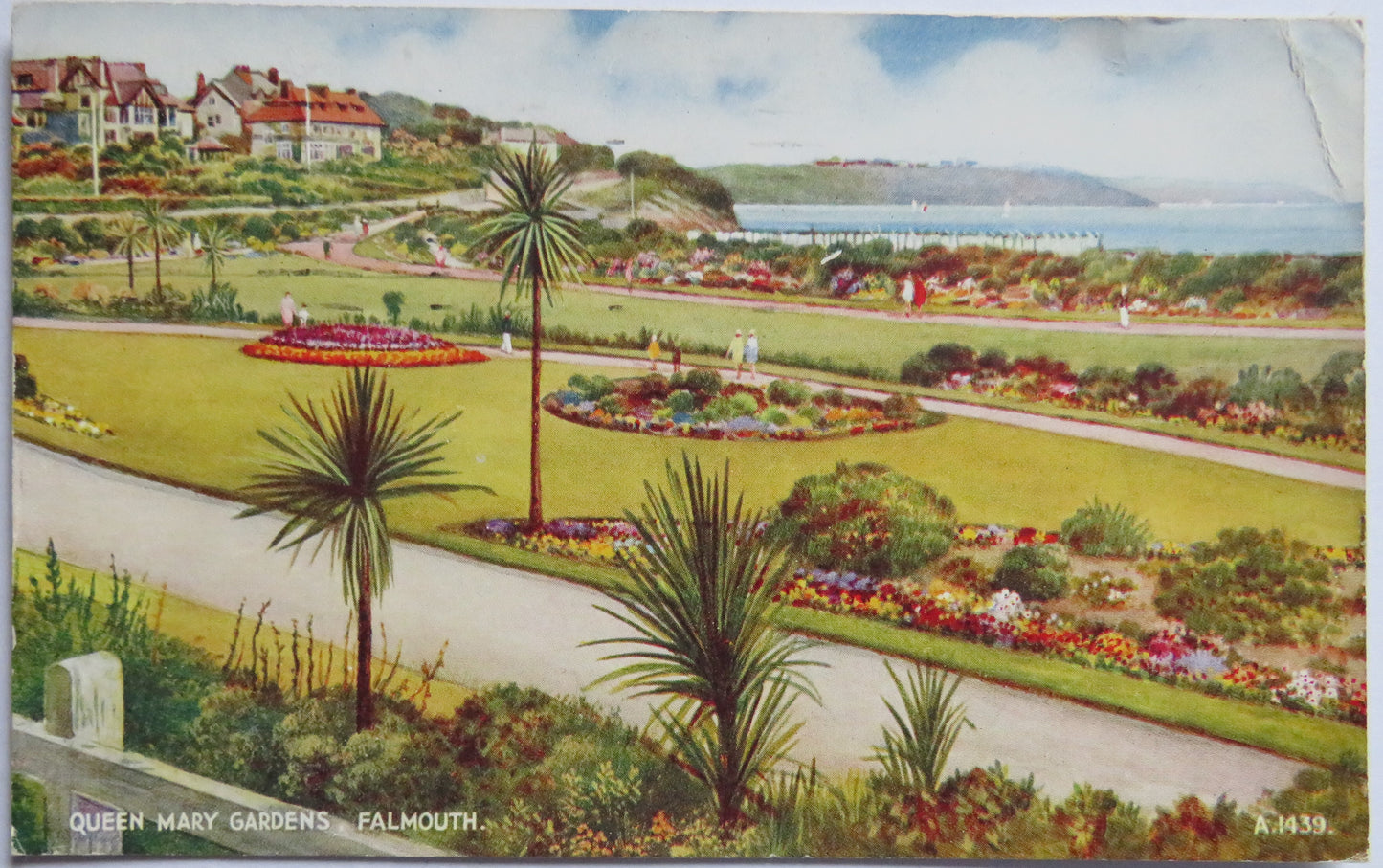 Antique Postcard Of Queen Mary Gardens, Falmouth 1947