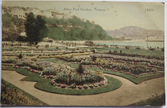 Antique Postcard Of Abbey Park Gardens, Torquay