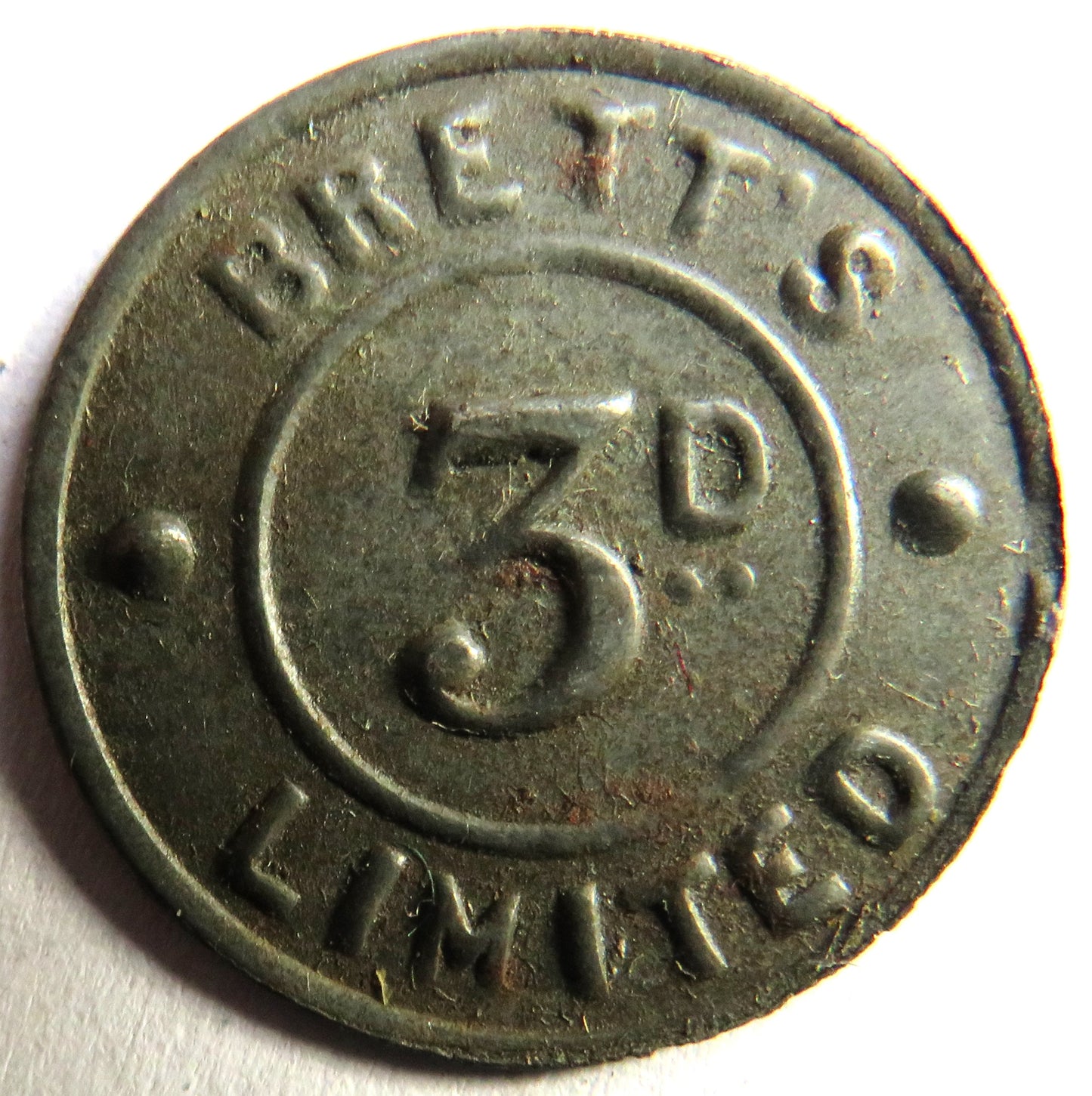 Bett's Limited 3d Threepence Vintage Token