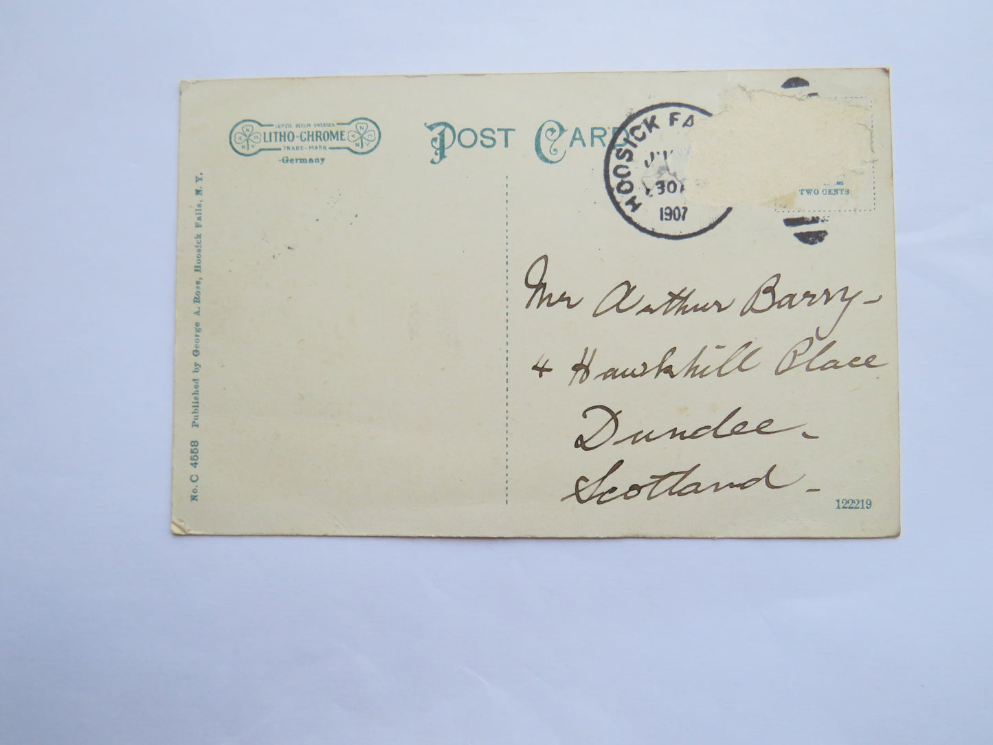 Vintage Postcard of Hoosick Falls, N.Y. Population 6500