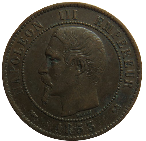 1853-B France Napoleon III France 10 Centimes Coin