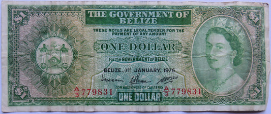 1976 The Government of Belize $1 One Dollar Banknote