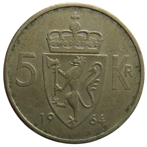 1964 Norway 5 Kroner Coin