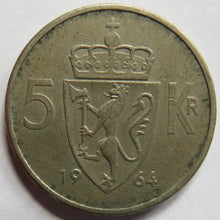 Load image into Gallery viewer, 1964 Norway 5 Kroner Coin
