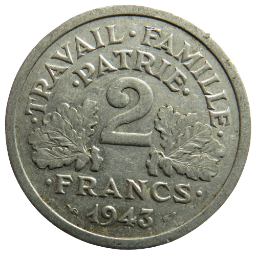 1943 France 2 Francs Coin