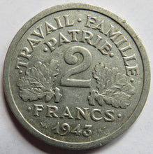 Load image into Gallery viewer, 1943 France 2 Francs Coin
