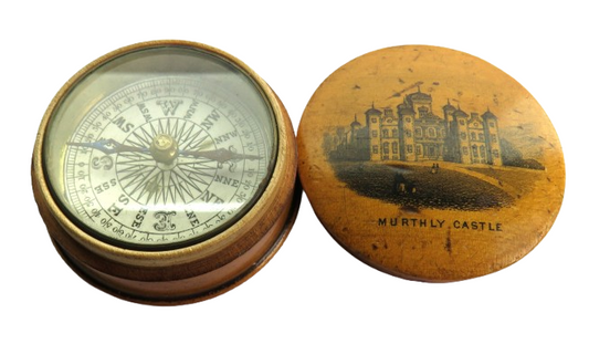 Antique Mauchline Transfer Ware Compass "Murthly Castle" From The Athole Plantations