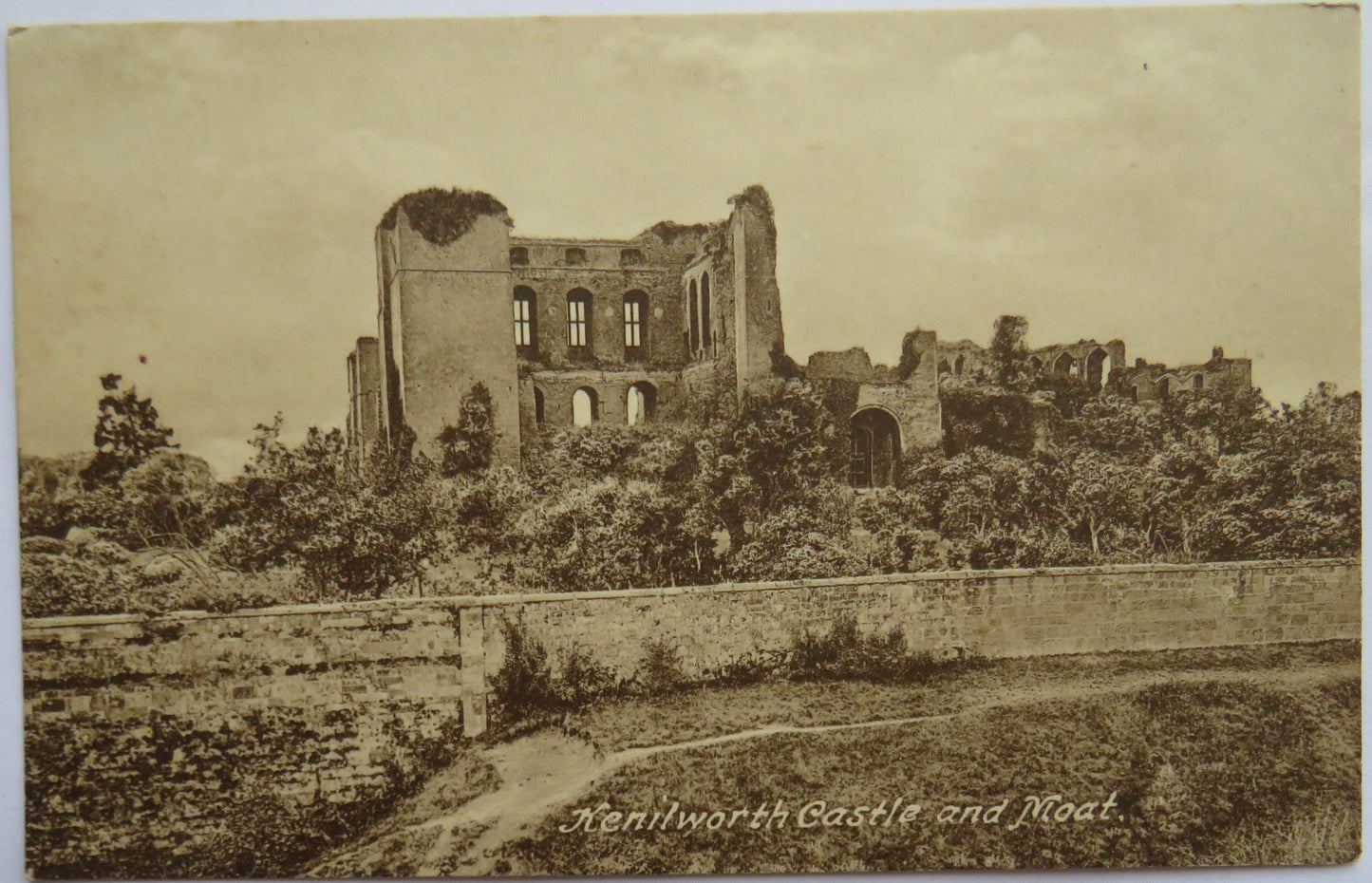 Vintage Postcard of Kenilworth Castle and Moat