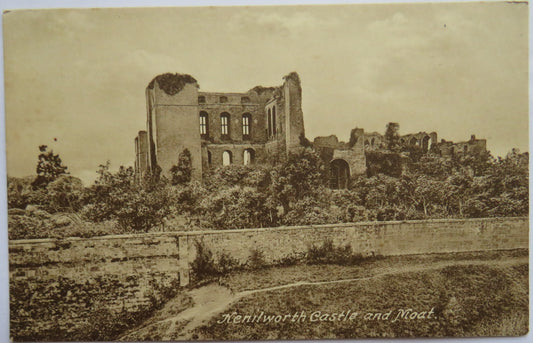 Vintage Postcard of Kenilworth Castle and Moat