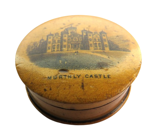 Antique Mauchline Transfer Ware Compass "Murthly Castle" From The Athole Plantations