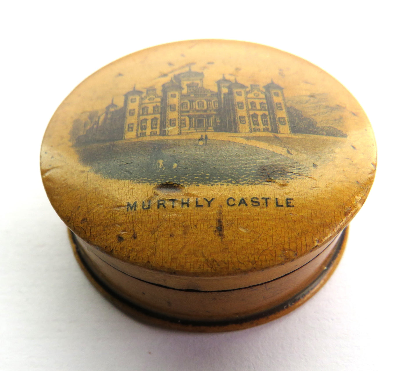 Antique Mauchline Transfer Ware Compass "Murthly Castle" From The Athole Plantations