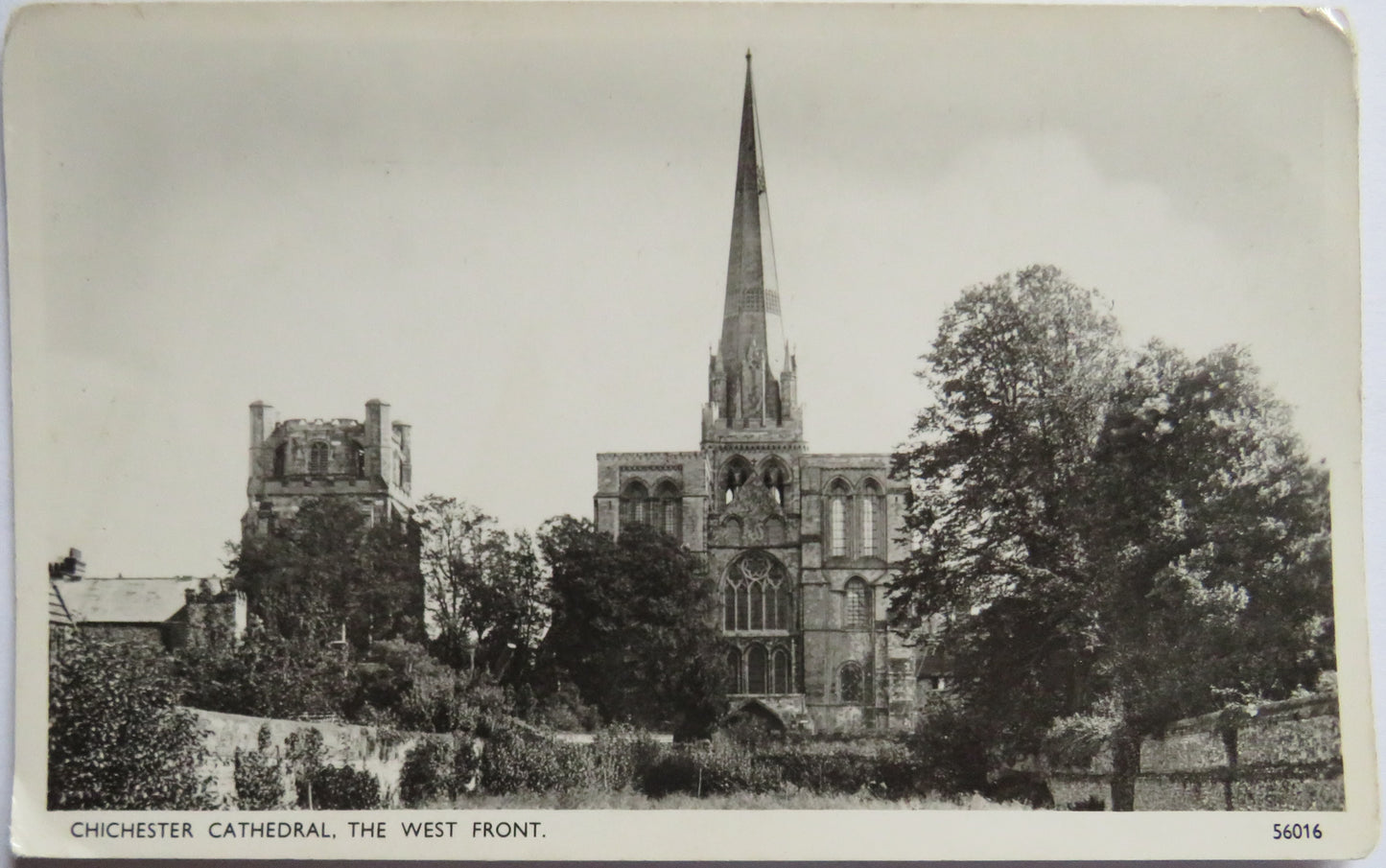 Antique Postcard Of Chichester Cathedral, The West Front 1957