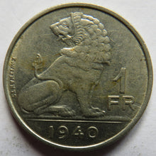 Load image into Gallery viewer, 1940 Belgium One Franc Coin
