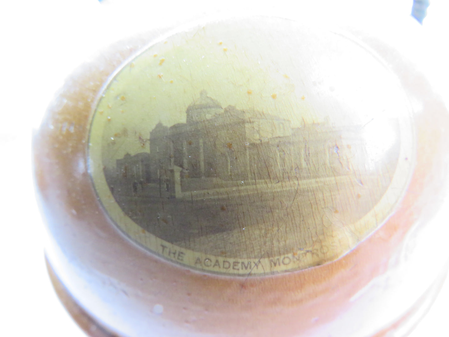 Antique Mauchline Ware String Holder "The Academy Montrose"