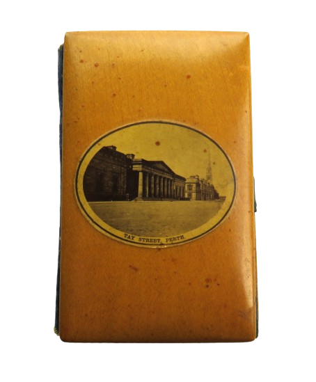 Antique Mauchline Ware Needle Case "Tay Street, Perth"