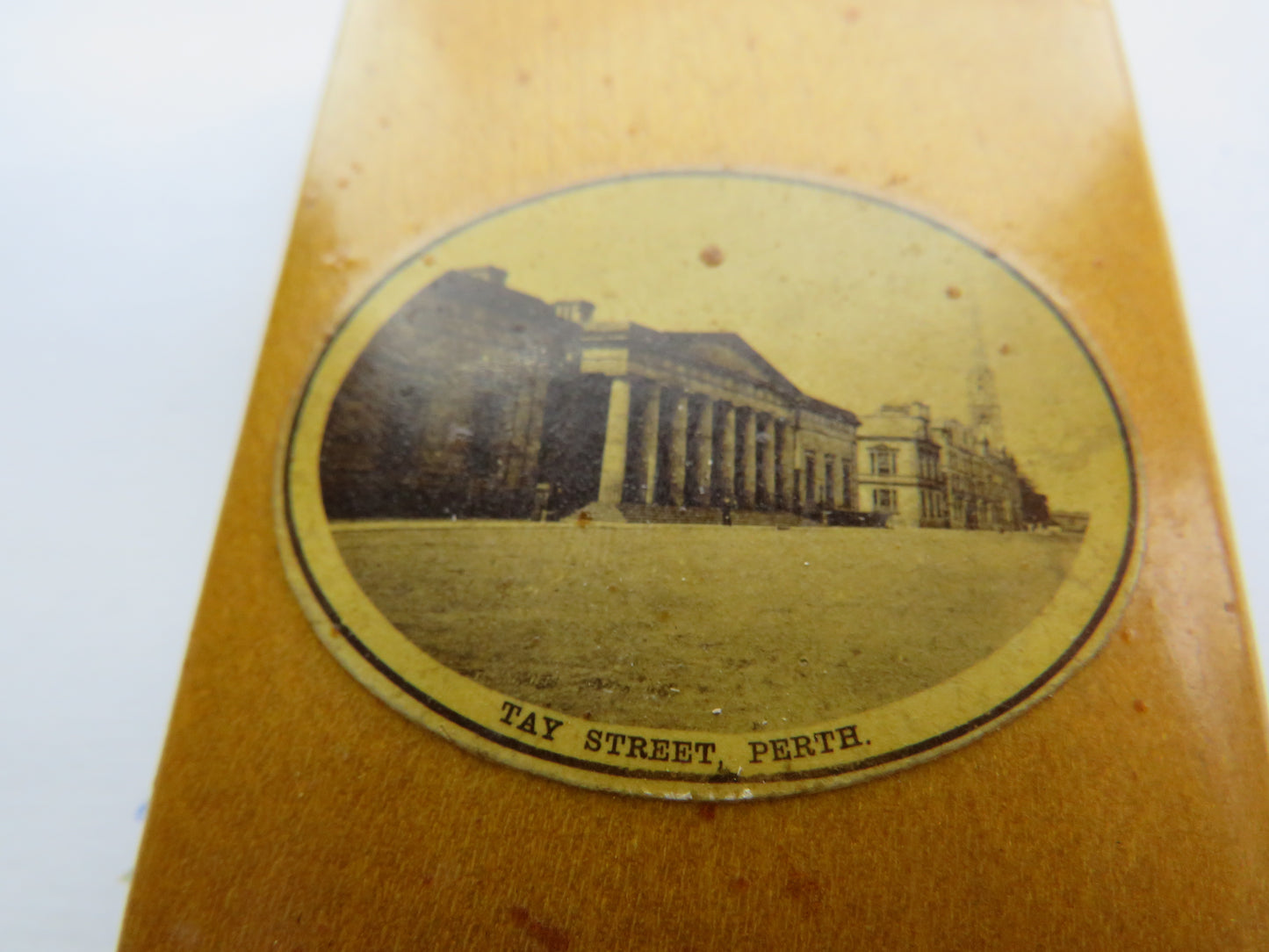 Antique Mauchline Ware Needle Case "Tay Street, Perth"